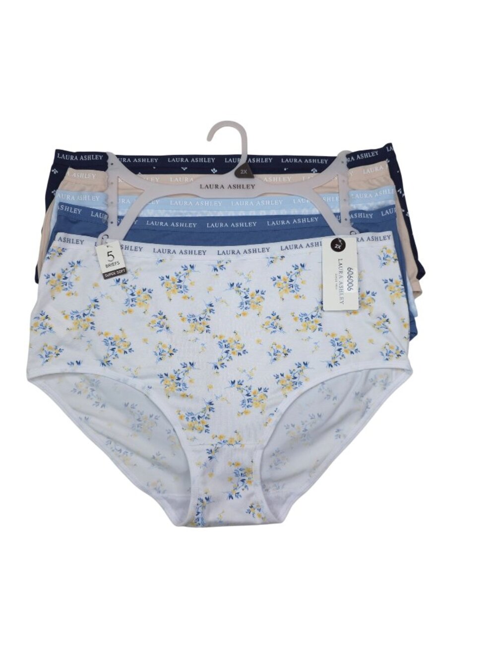 Laura Ashley Womens Size 2X 5-Pack Panties Briefs Super Soft Polyester Spandex